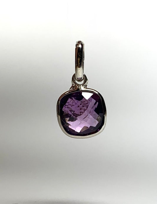 Purple Amethyst “Cushion”, 925 Sterling Silver Pendant