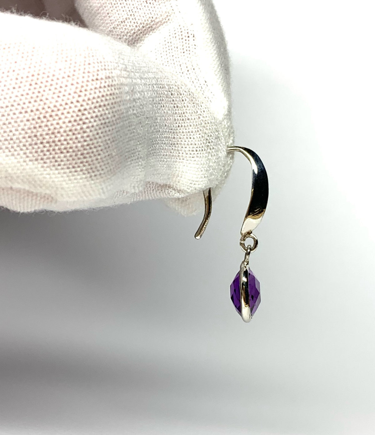 925 Sterling Silver, Purple Amethyst Cushion Earrings