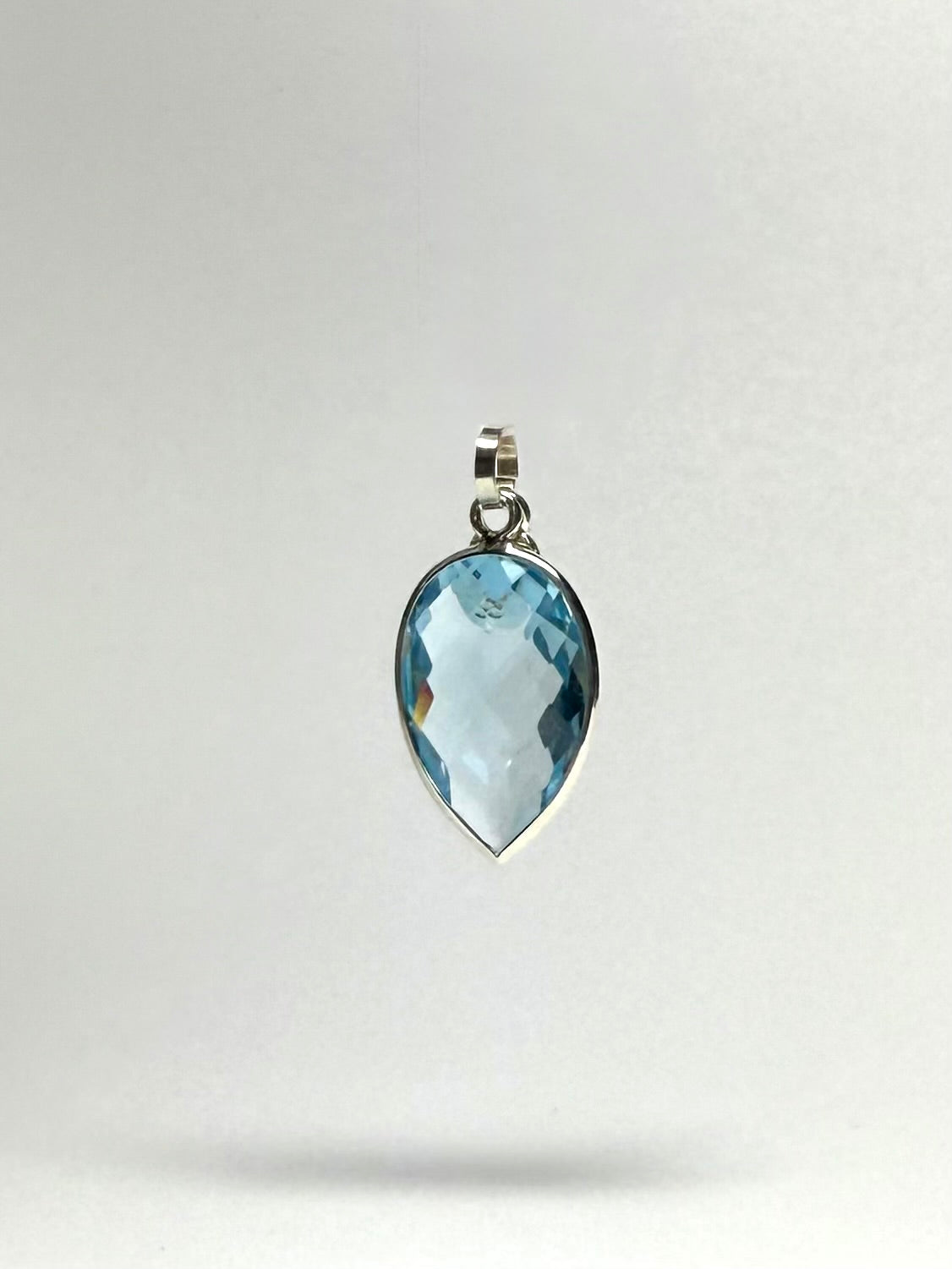 “Blue Drop” Pendant, 925 Sterling Silver, Blue Topaz