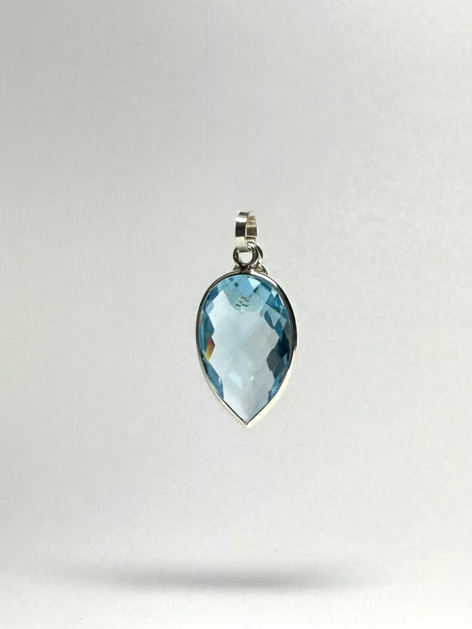 “Blue Drop” Pendant, 925 Sterling Silver, Blue Topaz