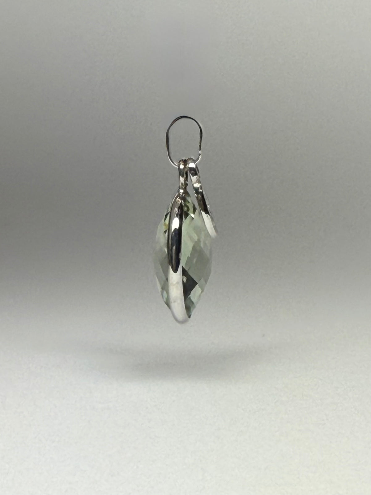 Green Amethyst “Oval”, 925 Sterling Silver Pendant