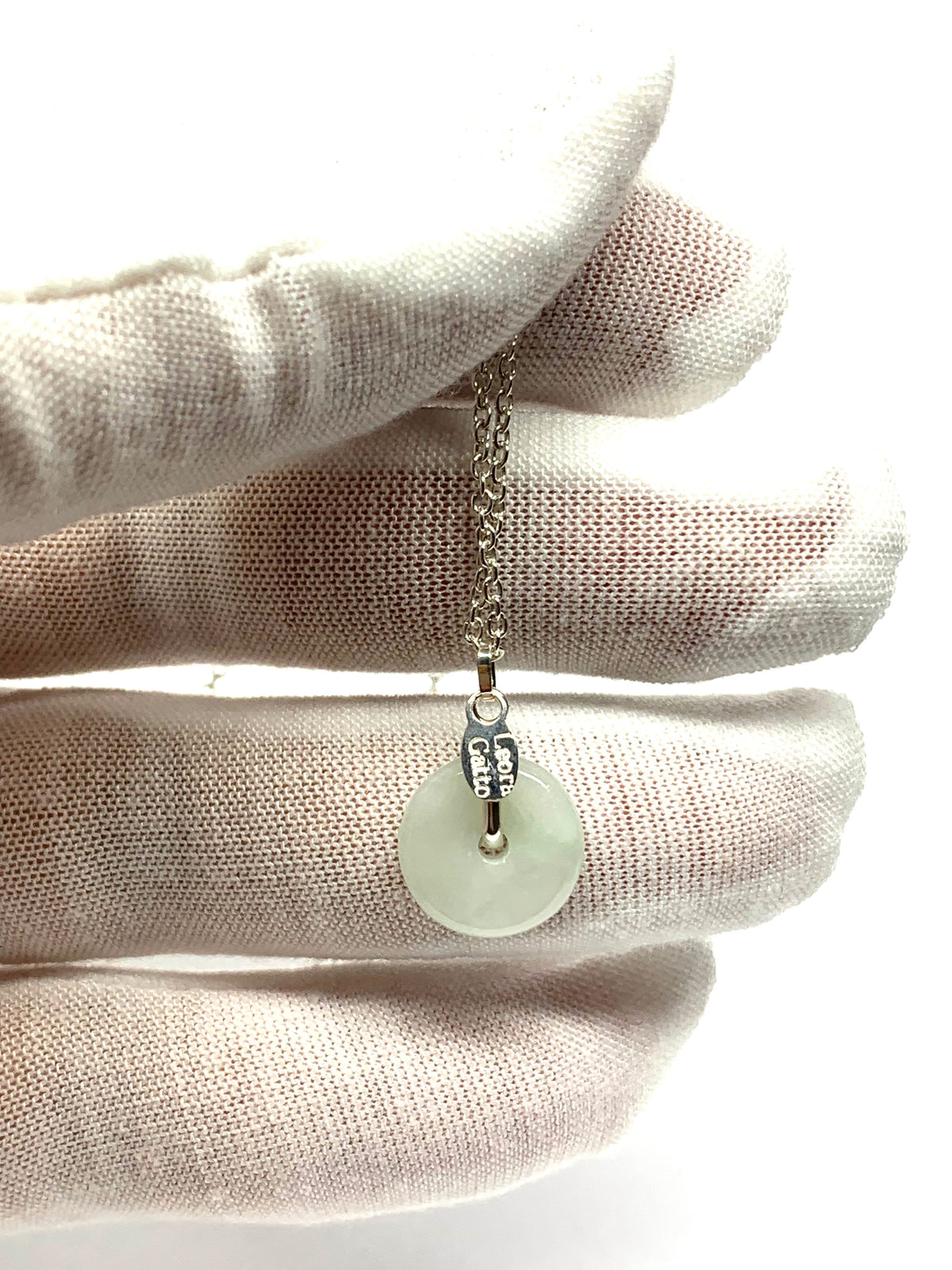 Jade Donut Circle, 925 Sterling Silver Pendant