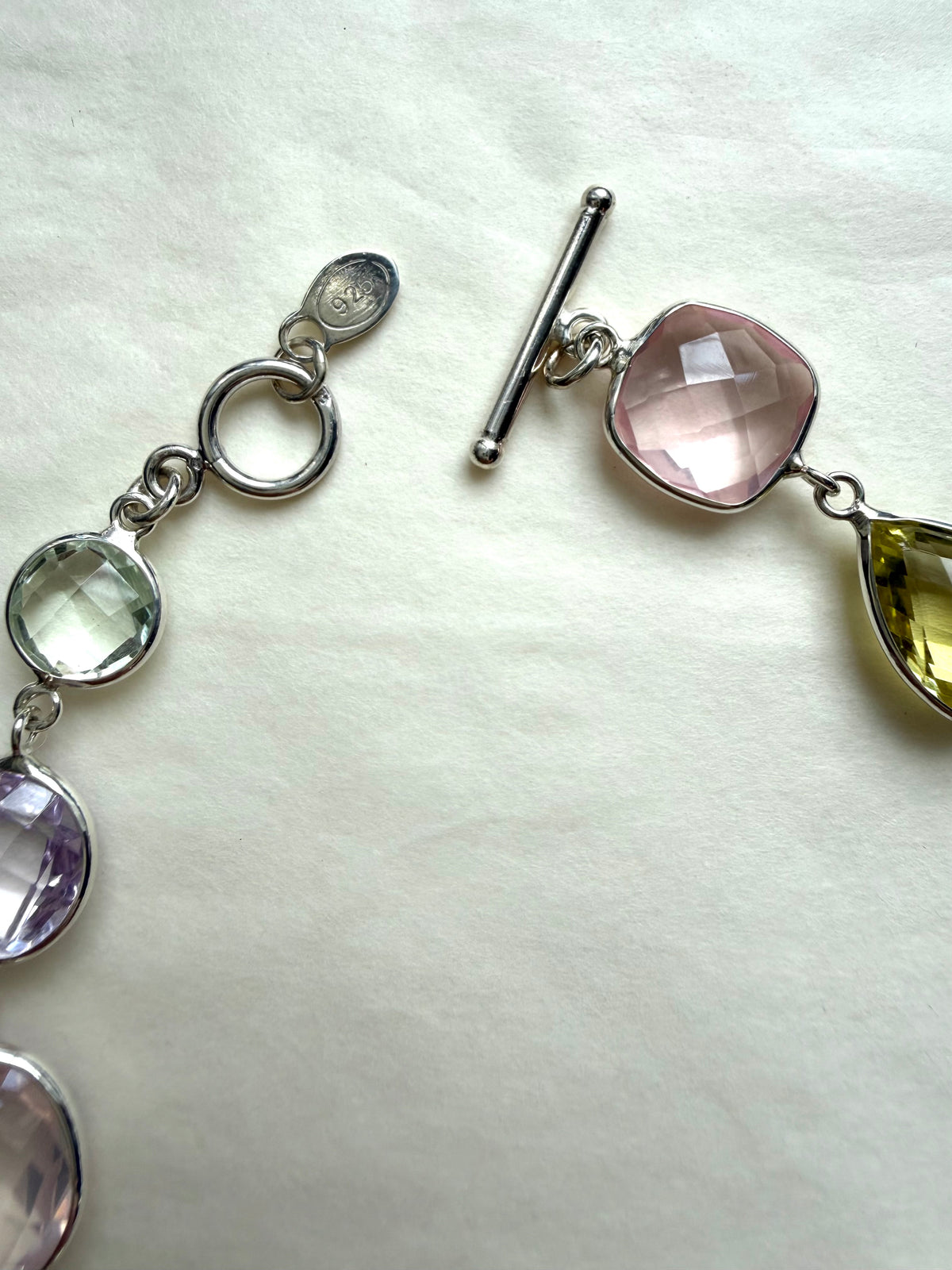 Bracelet, 925 Sterling Silver, Multi Color Gemstones