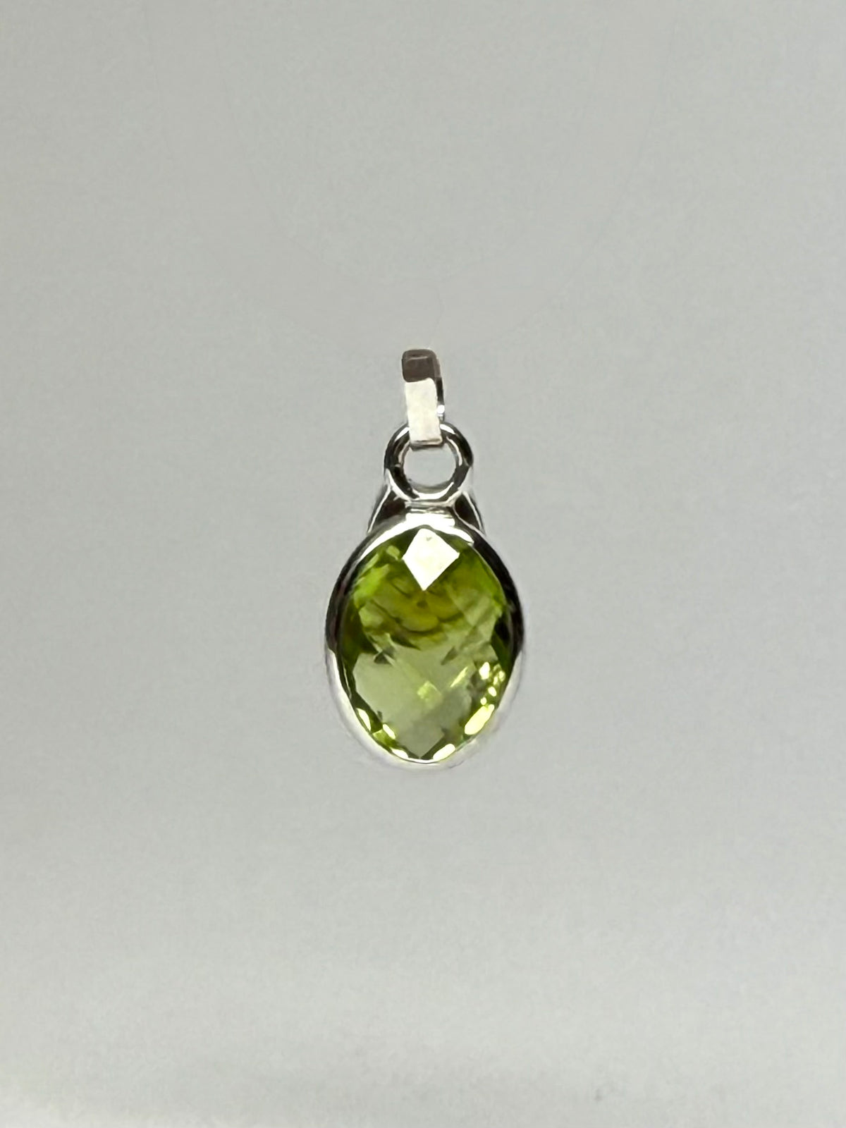 Green Peridot Mini “Oval”, 925 Sterling Silver Pendant
