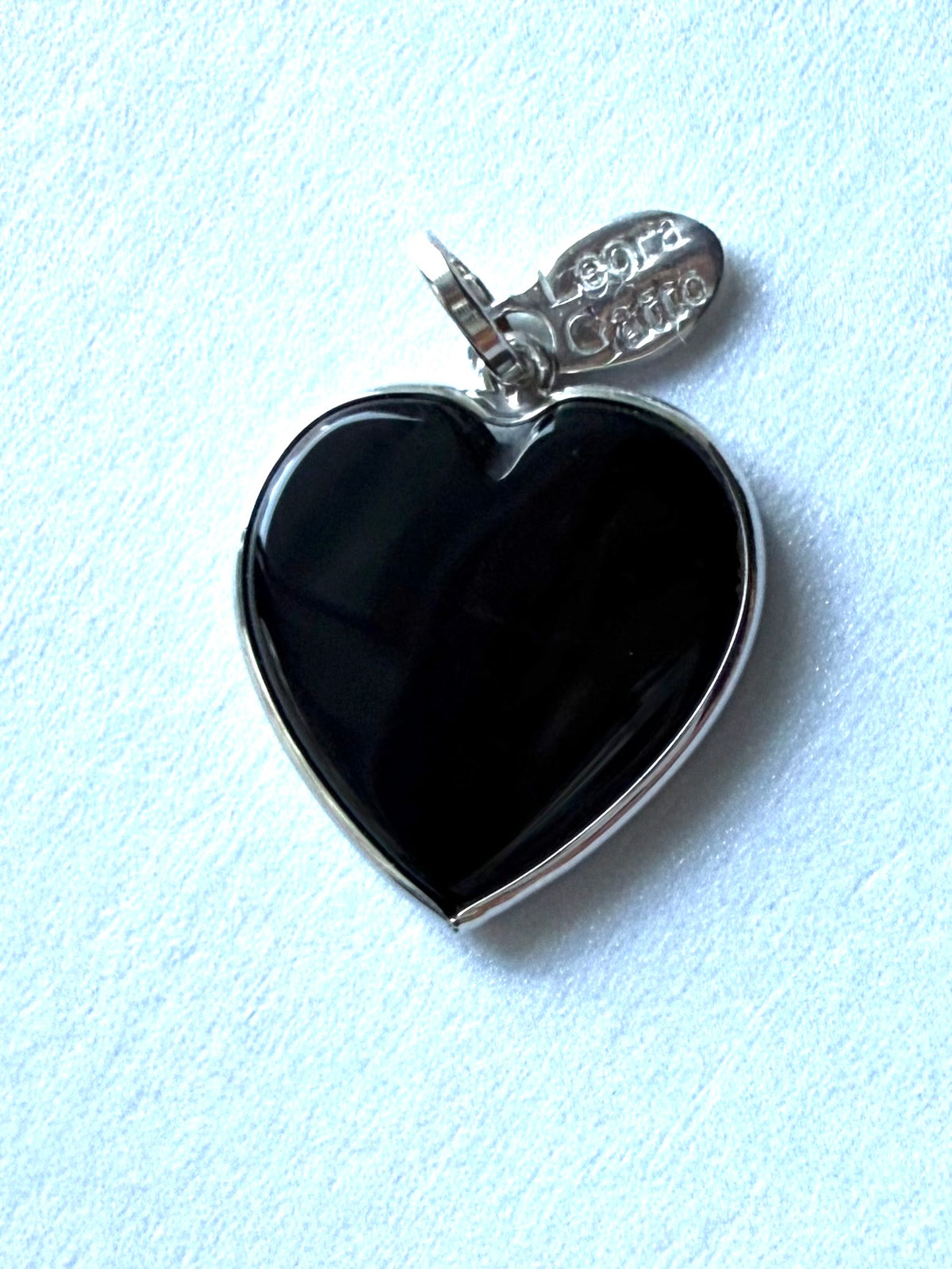 Black Onyx “Heart” Pendant, 925 Sterling Silver