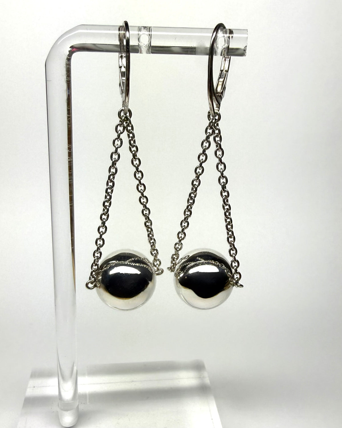 Earrings “Spheres”, 925 Sterling Silver, Leverback