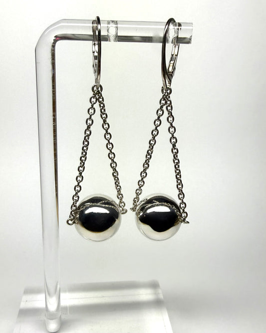 Earrings “Spheres”, 925 Sterling Silver, Leverback