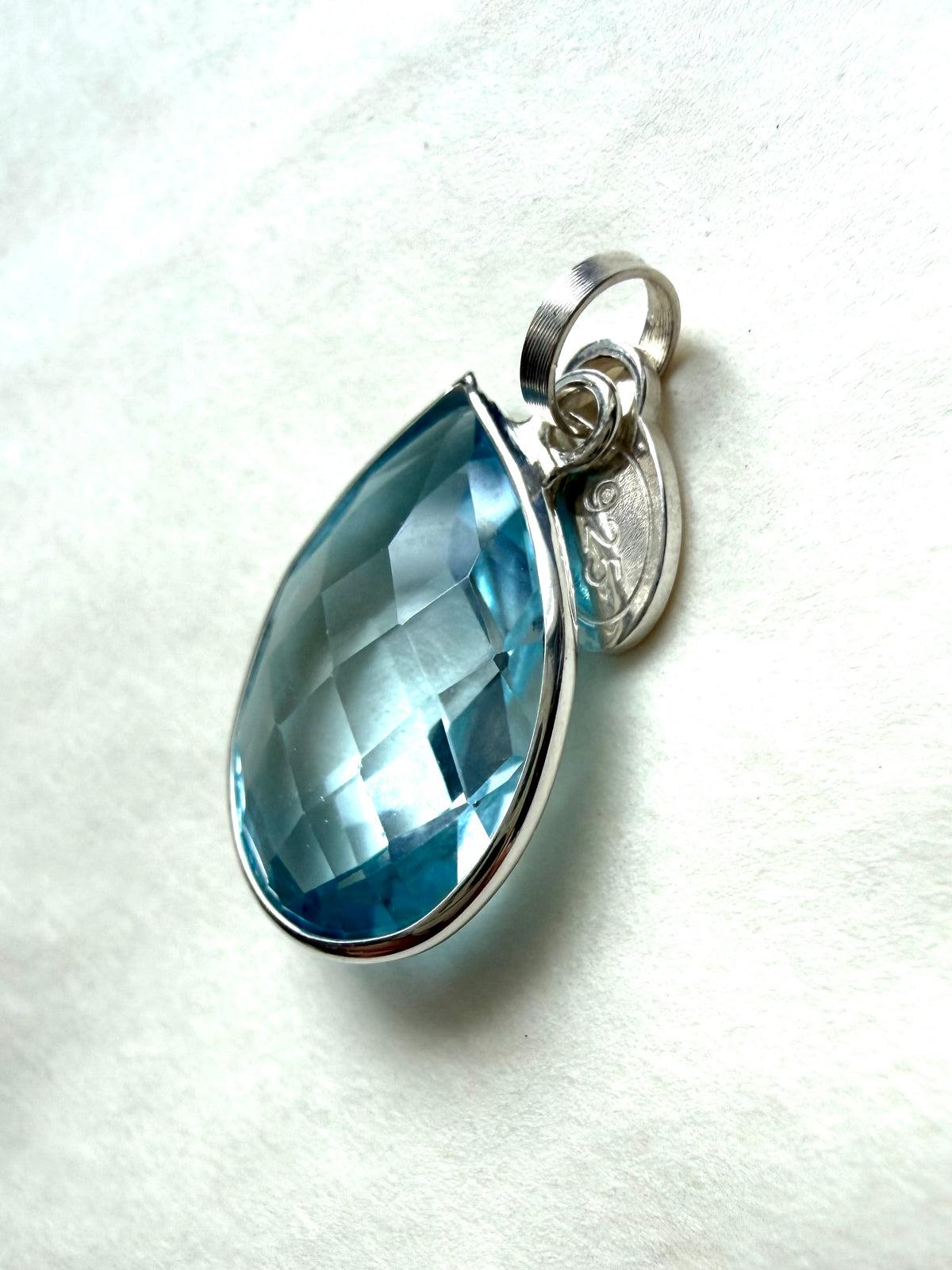“Blue Drop” Pendant, 925 Sterling Silver, Blue Topaz