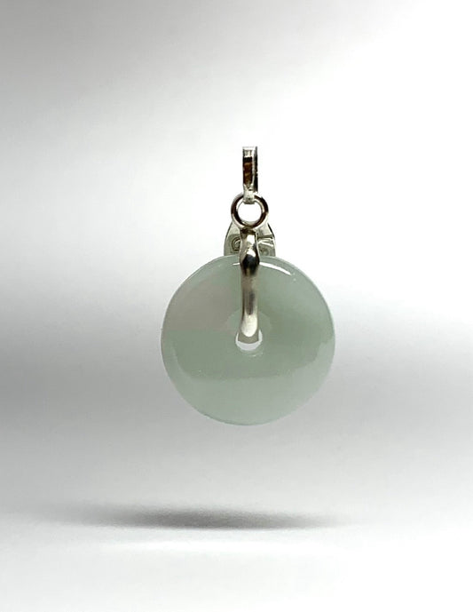 Jade Donut Circle, 925 Sterling Silver Pendant