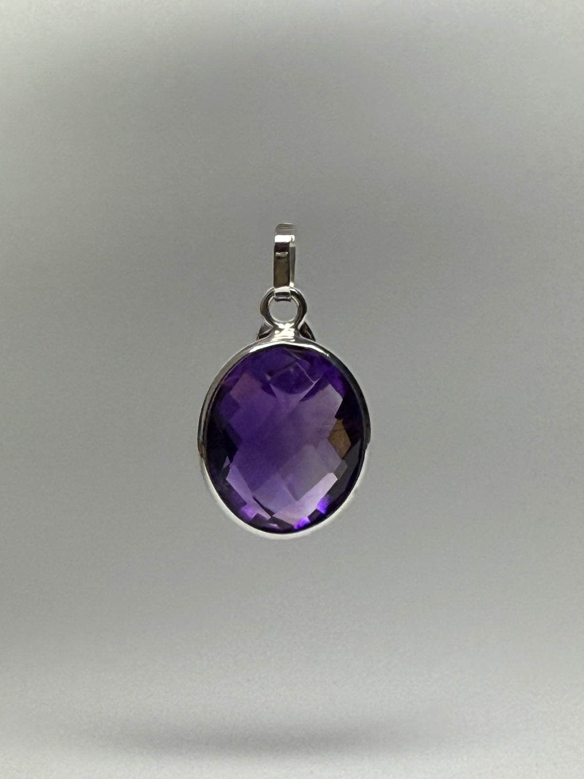 Purple Amethyst “Oval”, 925 Sterling Silver Pendant