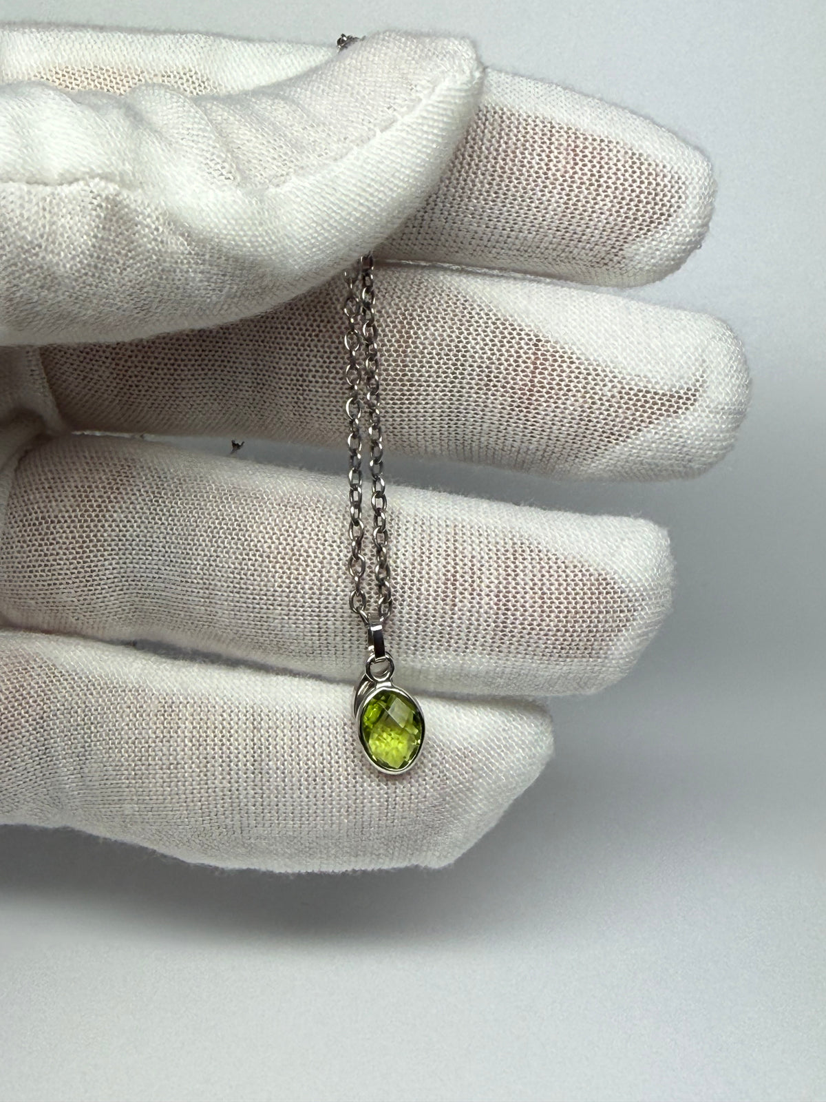 Green Peridot Mini “Oval”, 925 Sterling Silver Pendant