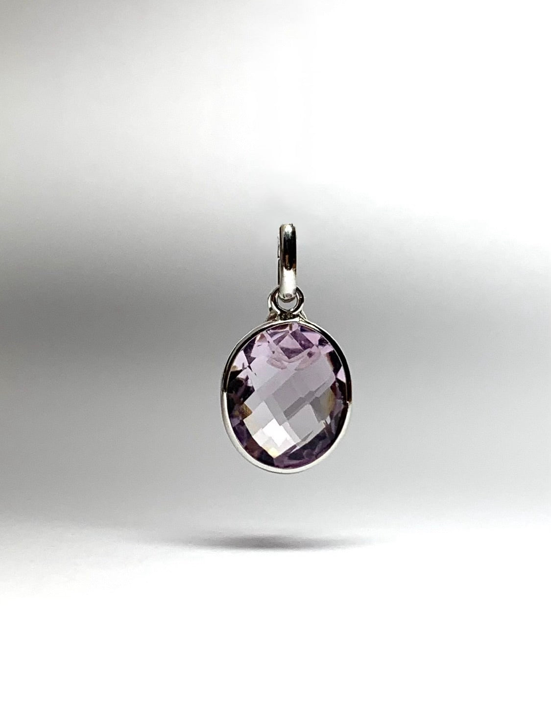 Pink Amethyst “Oval”, 925 Sterling Silver Pendant