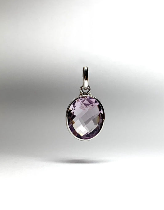 Pink Amethyst “Oval”, 925 Sterling Silver Pendant