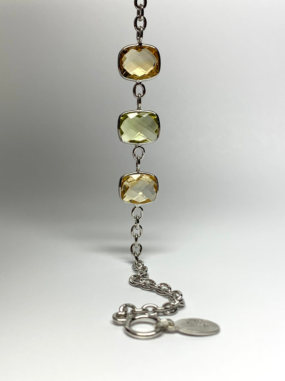 Citrine, Lemon Quartz “Cushions”, 925 Sterling Silver Bracelet