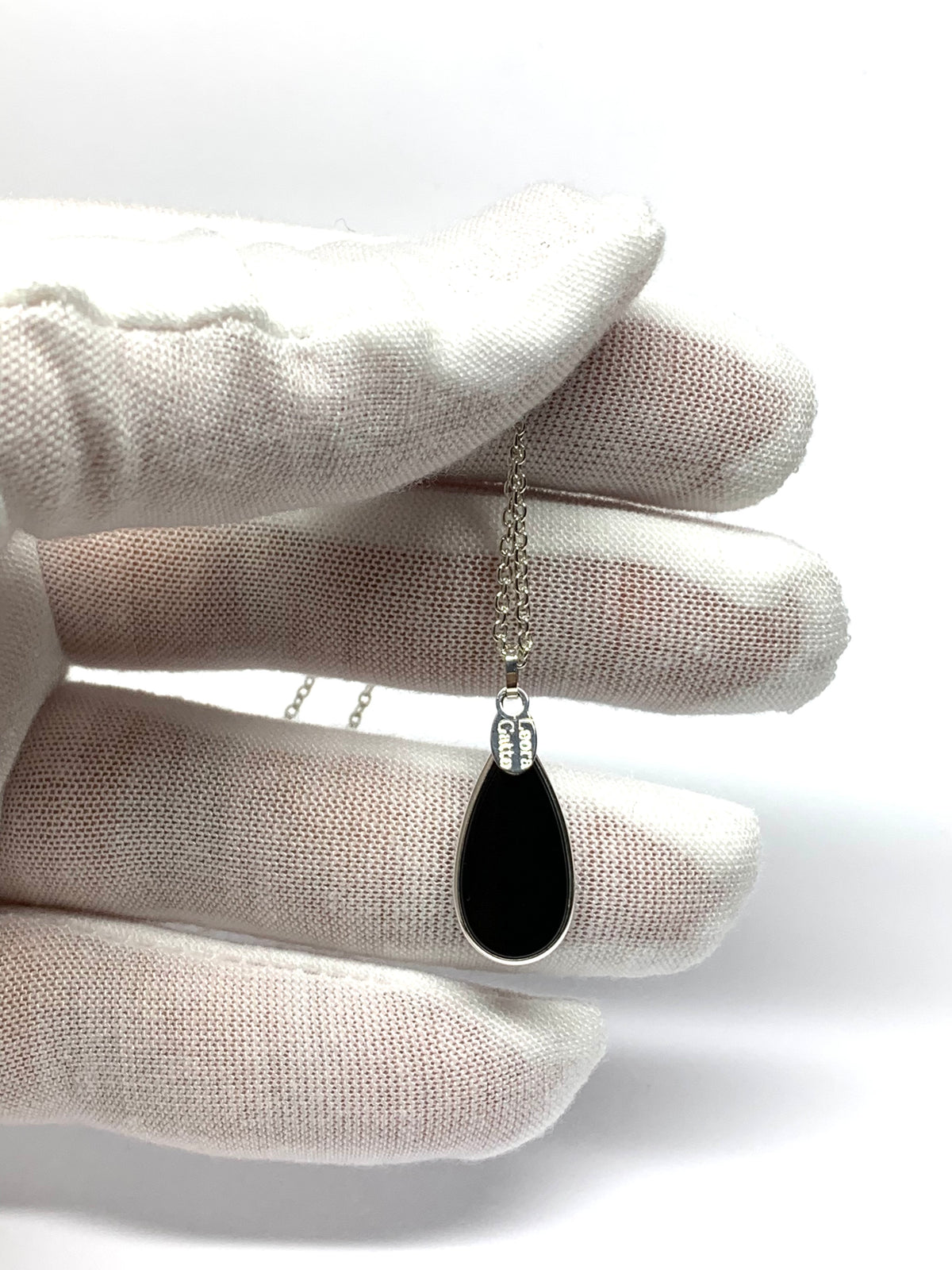Black Onyx “Drop” Pendant, 925 Sterling Silver
