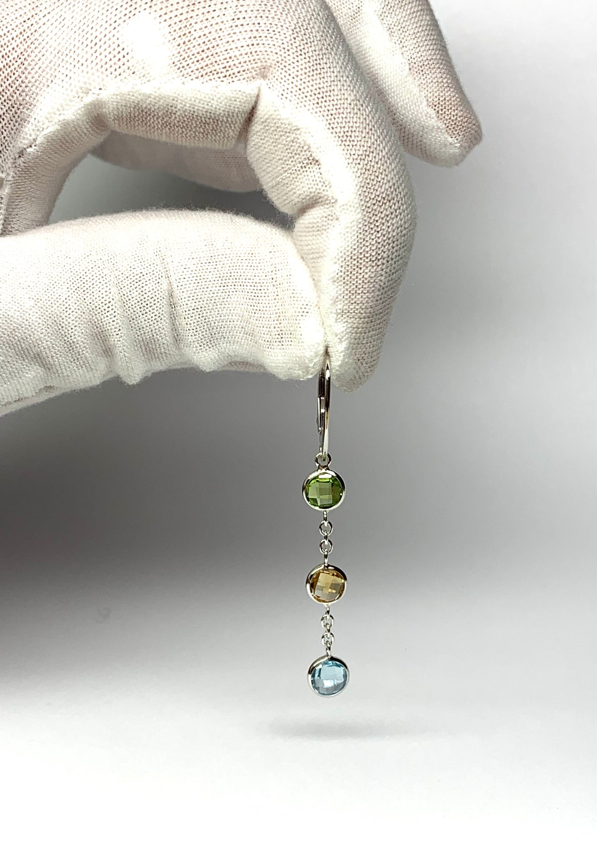 “Mosaic” 925 Sterling Silver, Multi Color Gemstone Drop Earrings