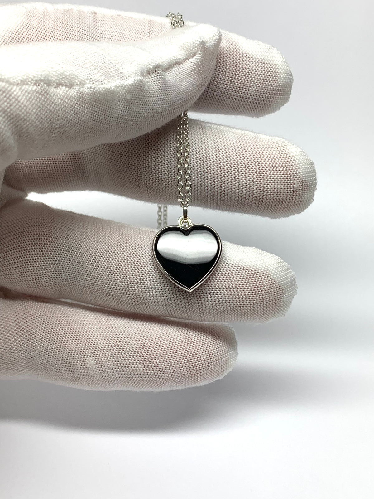 Black Onyx “Heart” Pendant, 925 Sterling Silver