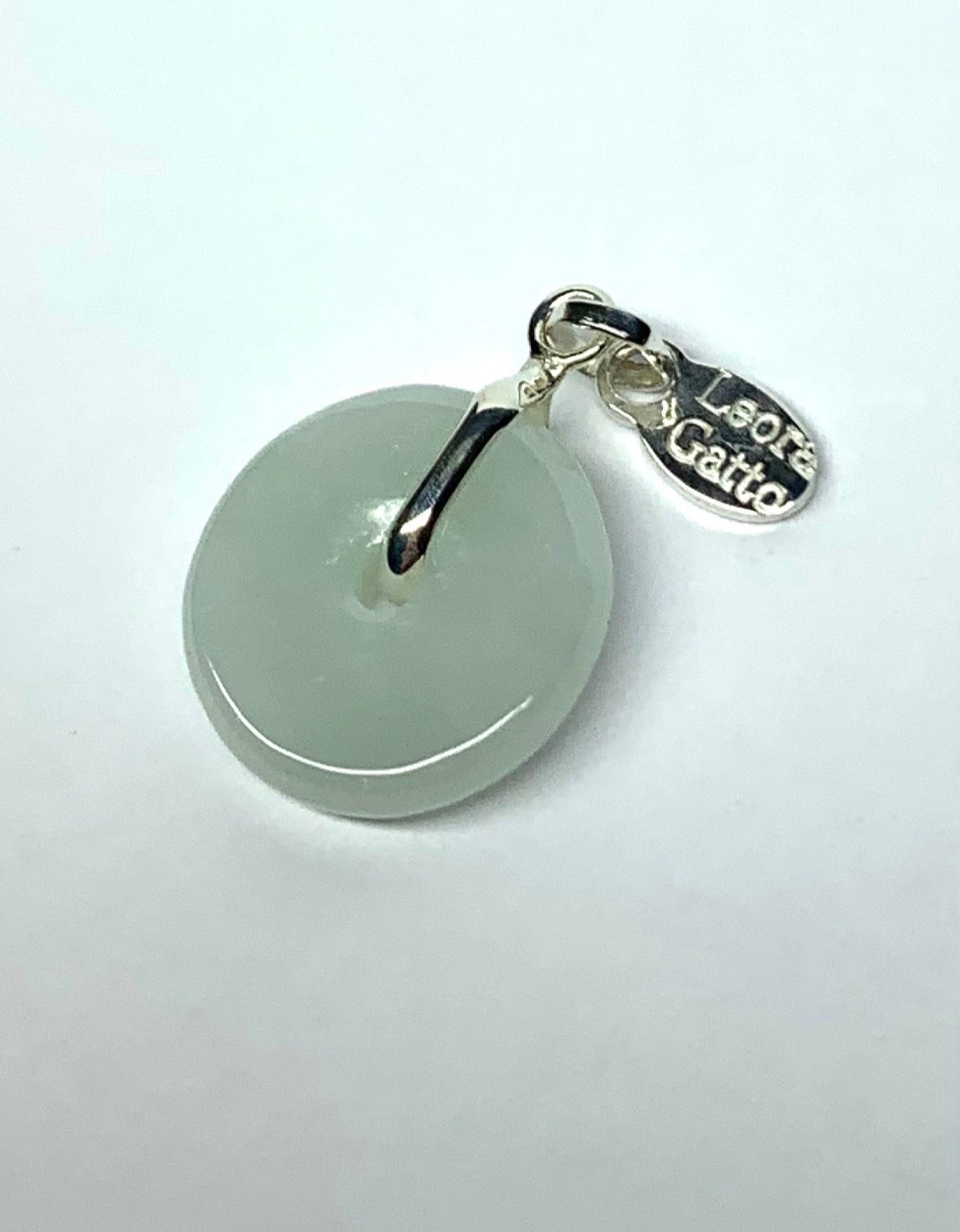 Jade Donut Circle, 925 Sterling Silver Pendant