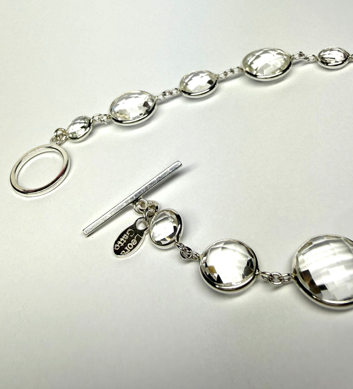 Bracelet, 925 Sterling Silver, Clear Quartz Gemstones