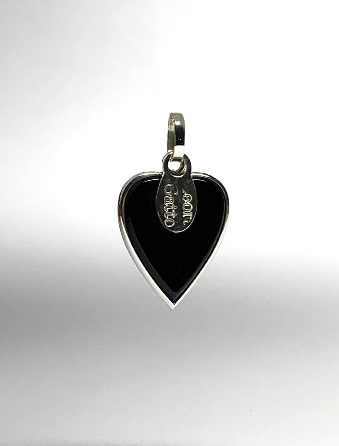 Black Onyx “Heart” Pendant, 925 Sterling Silver