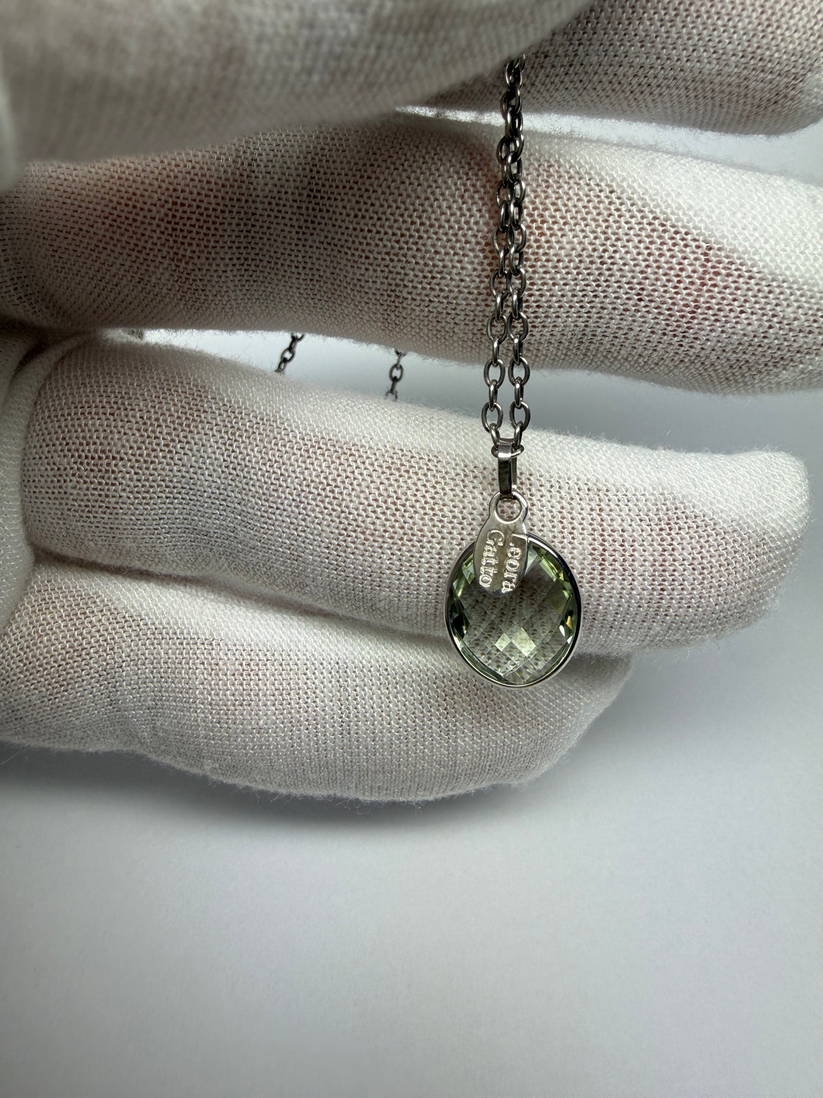 Green Amethyst “Oval”, 925 Sterling Silver Pendant