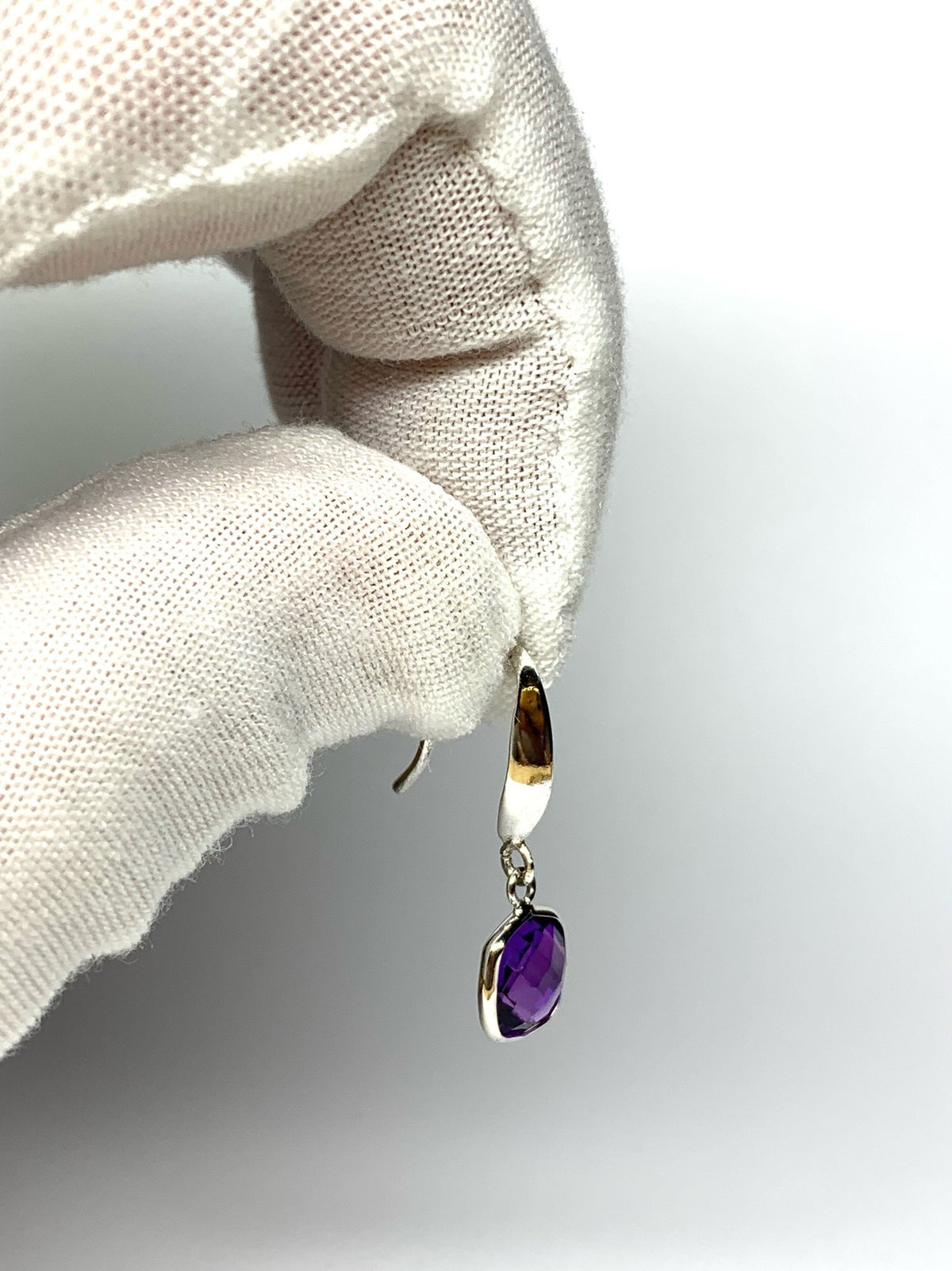 925 Sterling Silver, Purple Amethyst Cushion Earrings
