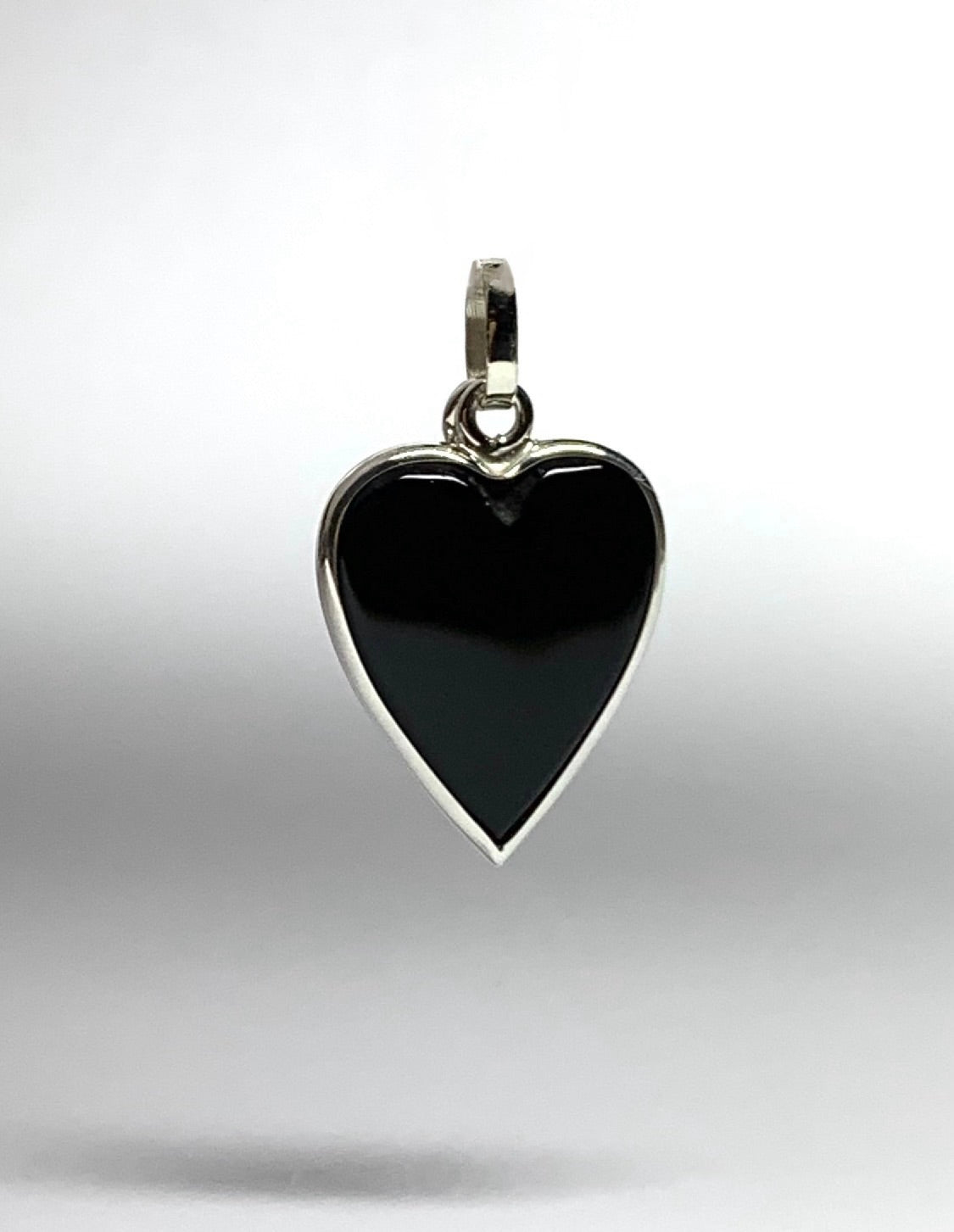 Black Onyx “Heart” Pendant, 925 Sterling Silver