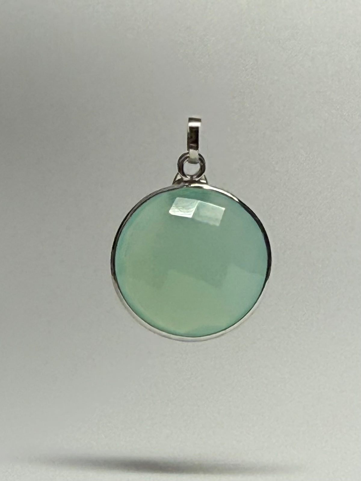 “Ball” Pendant, Aqua Blue Chalcedony, 925 Sterling Silver