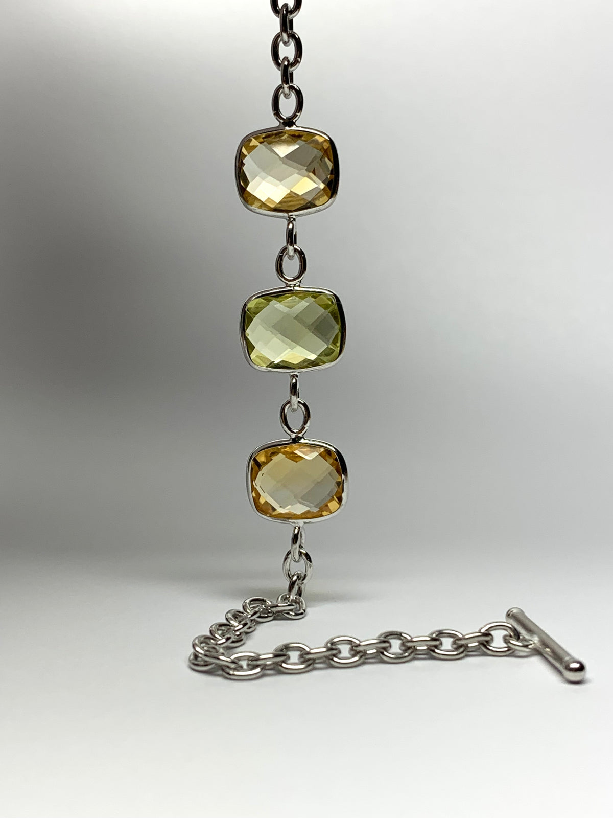 Citrine, Lemon Quartz “Cushions”, 925 Sterling Silver Bracelet