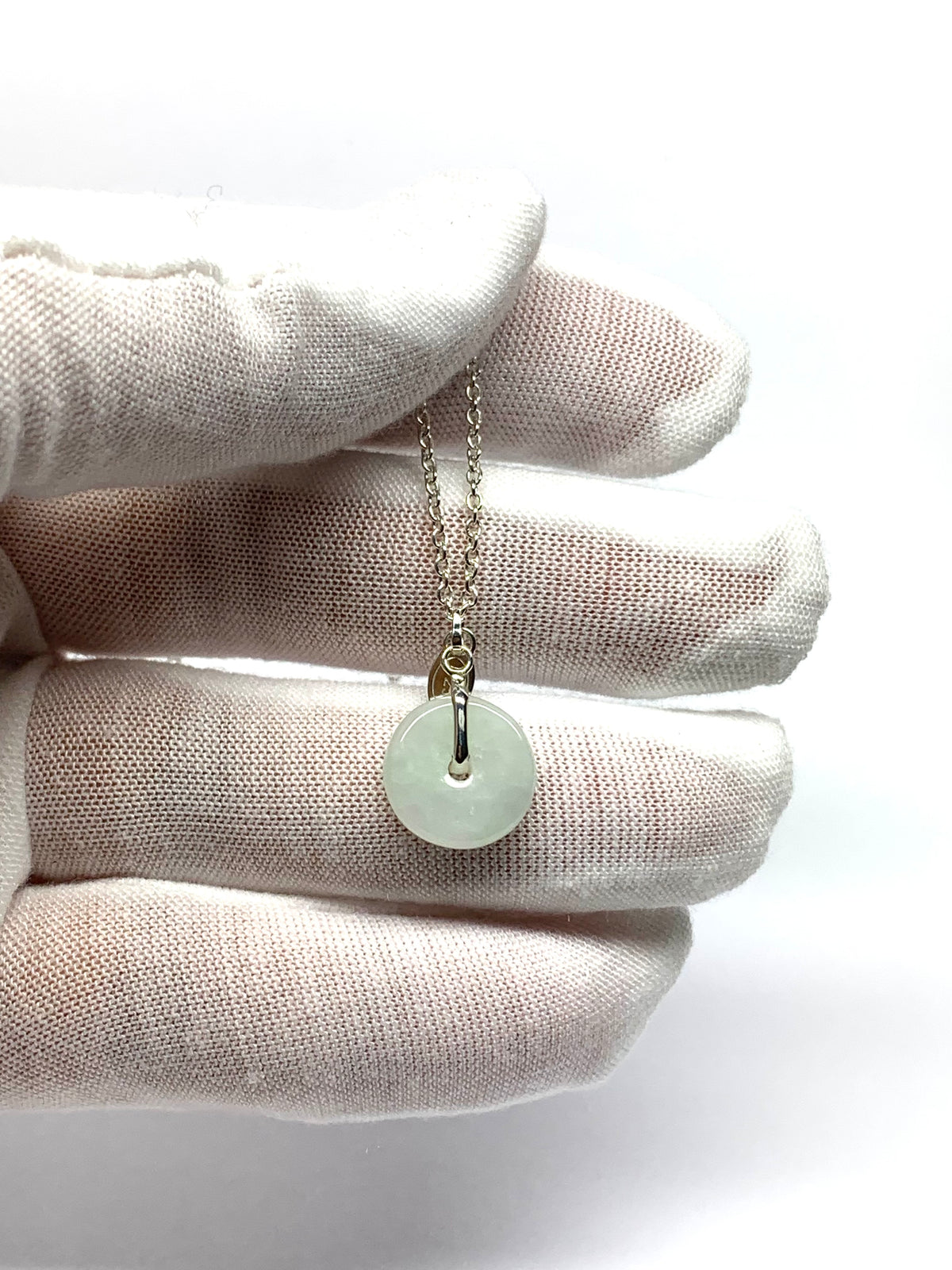 Jade Donut Circle, 925 Sterling Silver Pendant