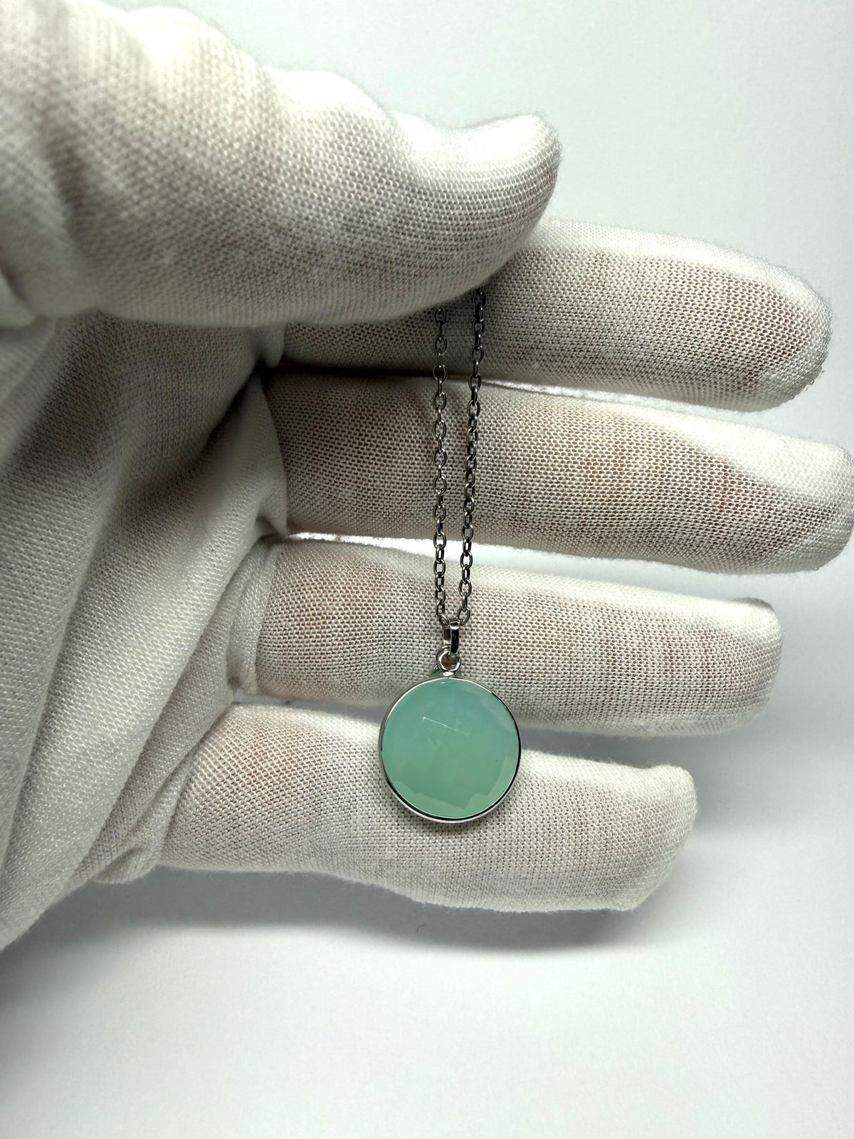 “Ball” Pendant, Aqua Blue Chalcedony, 925 Sterling Silver