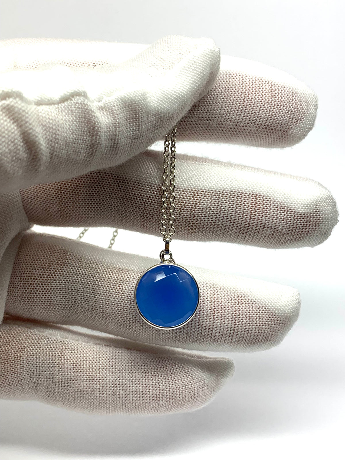“Ball” Pendant, Sky Blue Chalcedony, 925 Sterling Silver