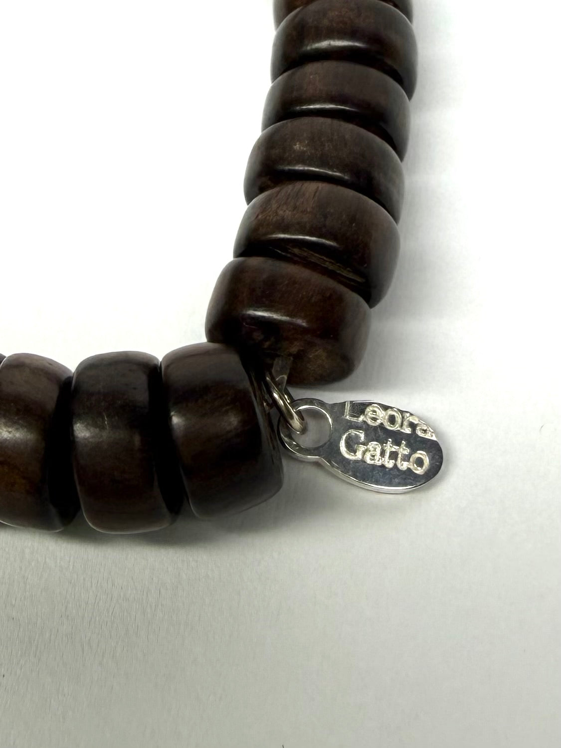 Bracelet, 925 Sterling Silver, Natural Wood, Stretchy
