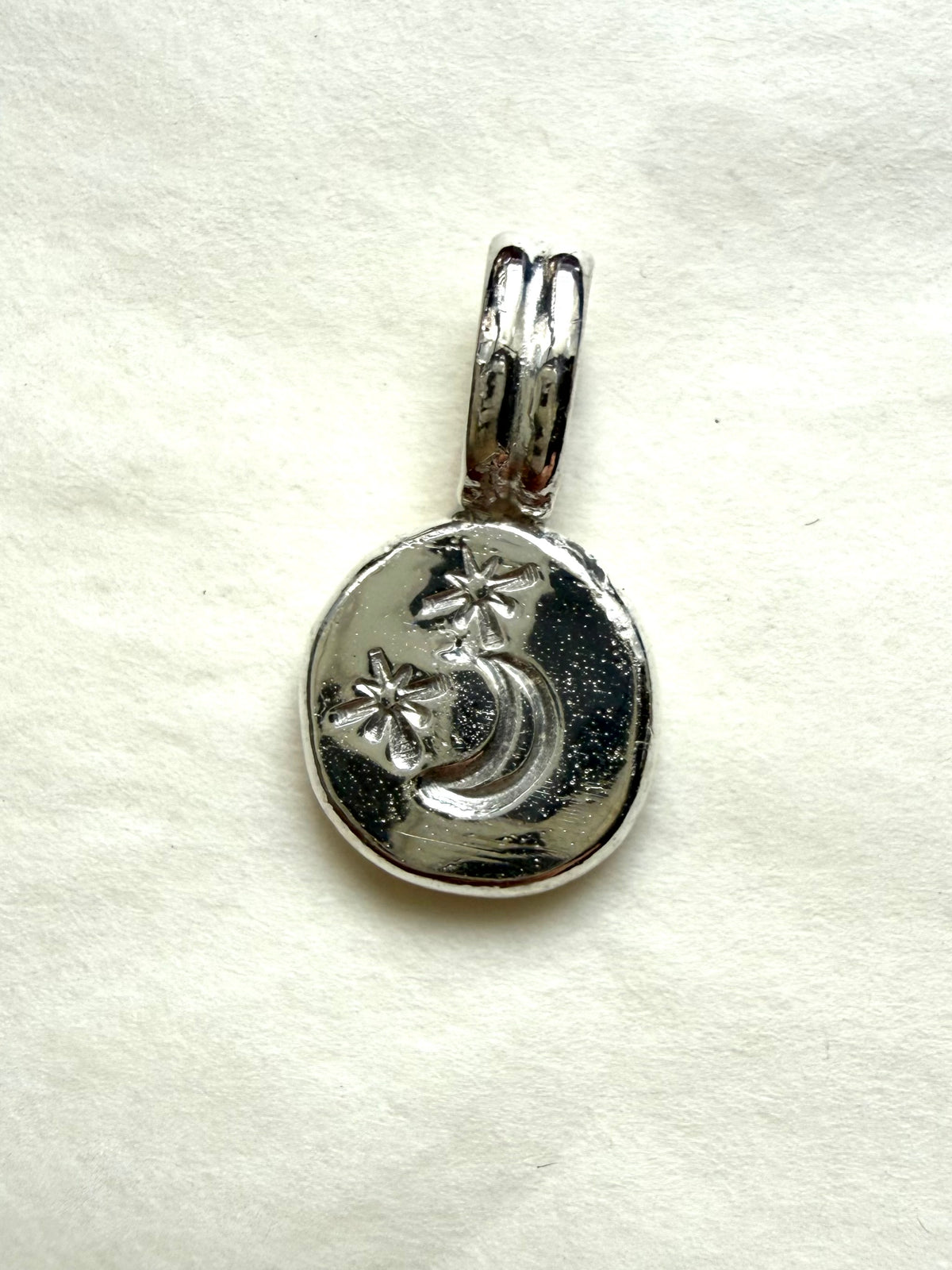 “Night” Nugget Pebble Pendant, 925 Sterling Silver