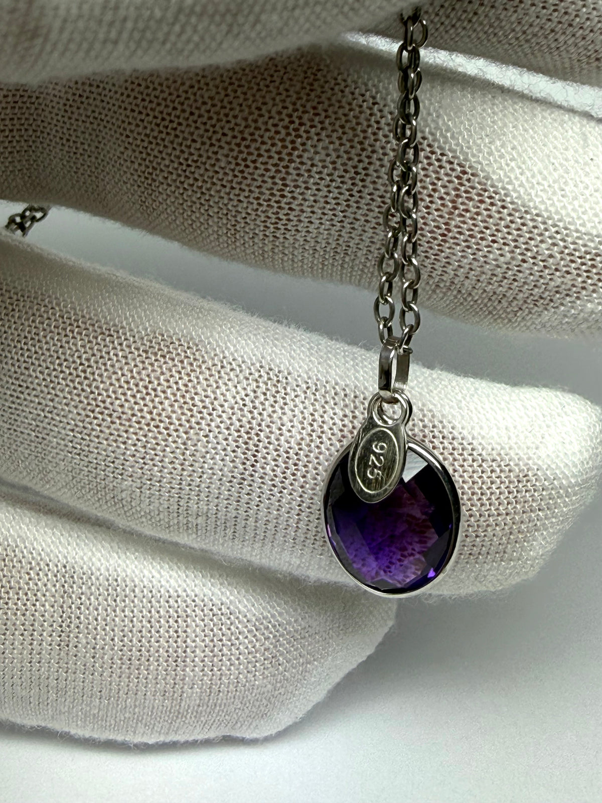 Purple Amethyst “Oval”, 925 Sterling Silver Pendant