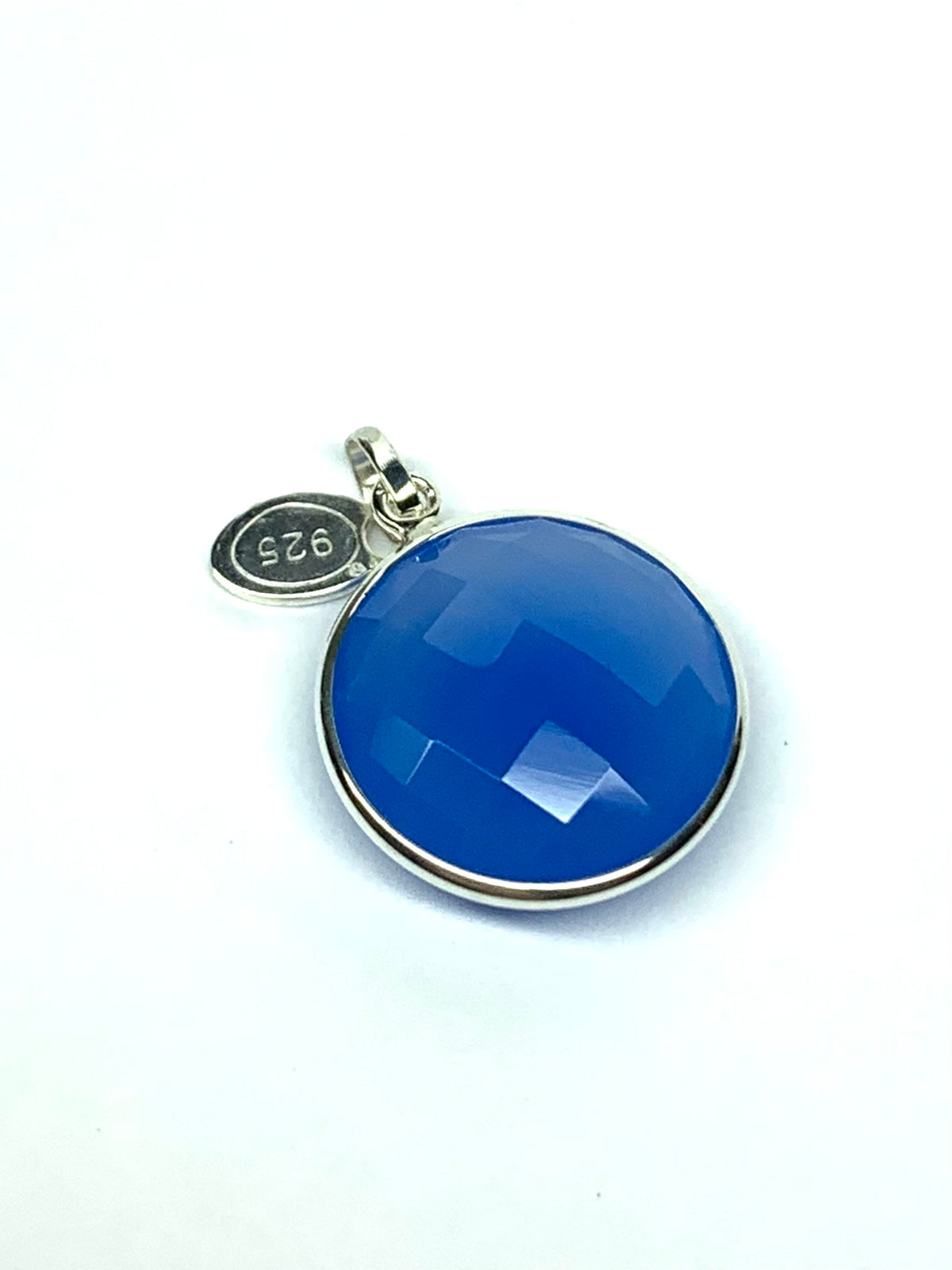 “Ball” Pendant, Sky Blue Chalcedony, 925 Sterling Silver