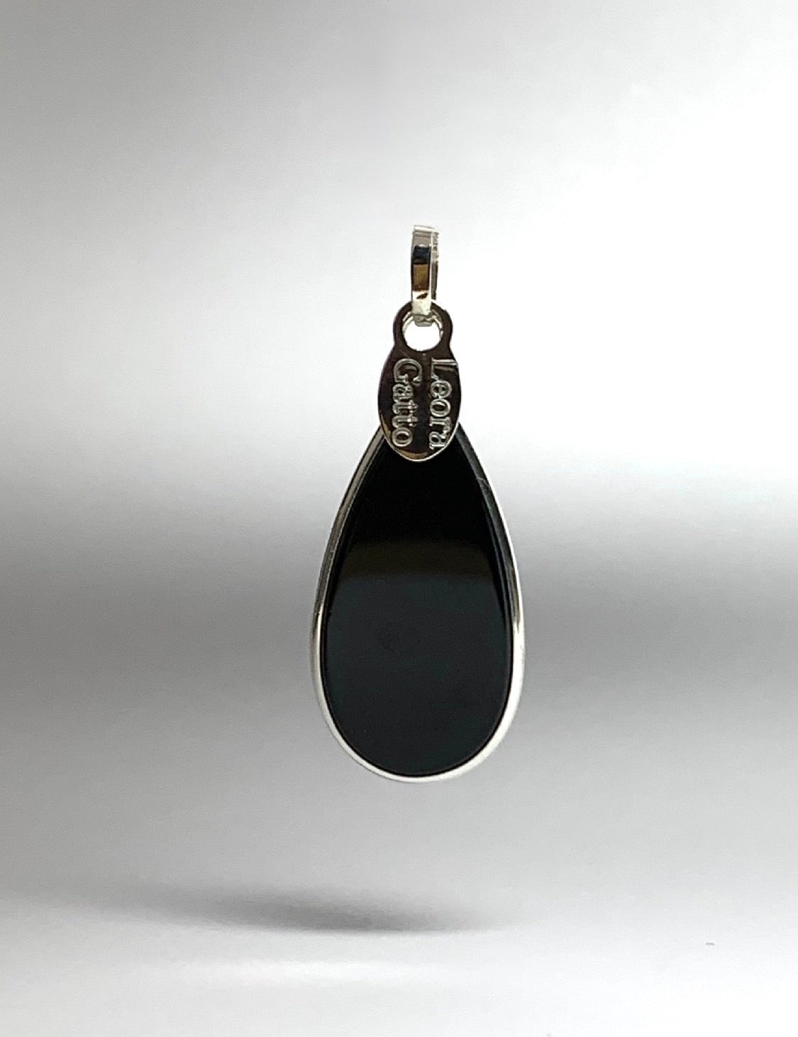 Black Onyx “Drop” Pendant, 925 Sterling Silver