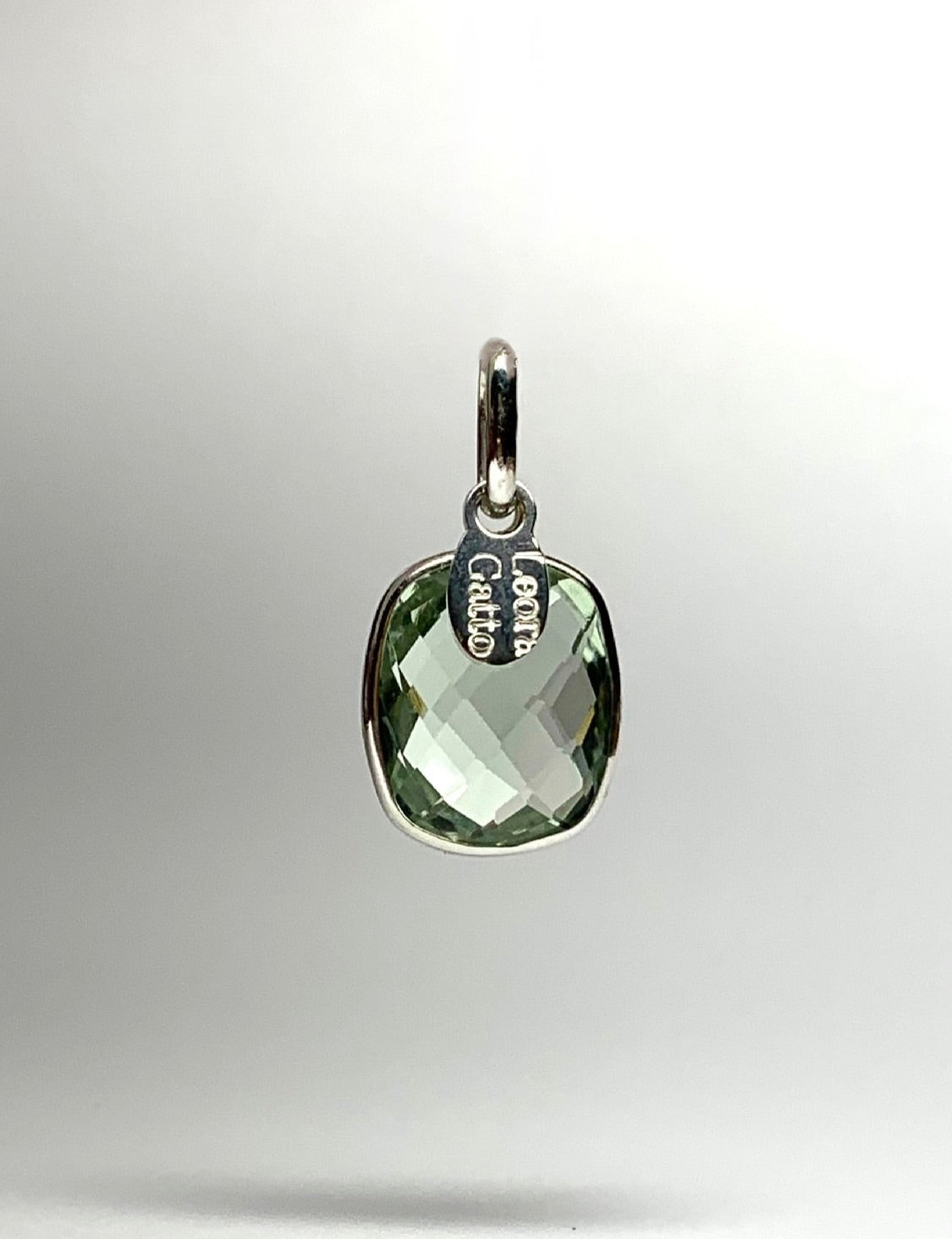 Green Amethyst “Cushion”, 925 Sterling Silver Pendant