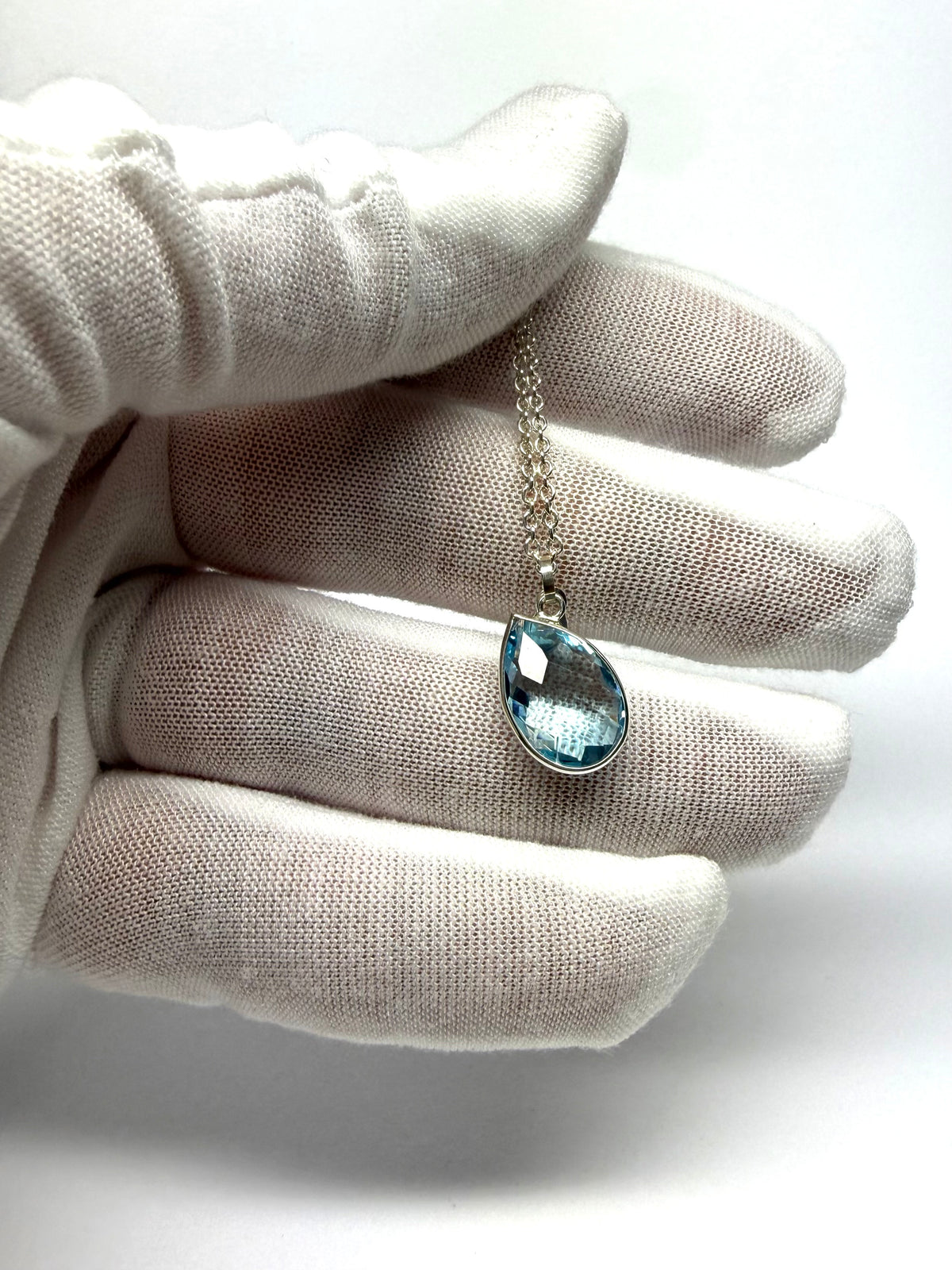 “Blue Drop” Pendant, 925 Sterling Silver, Blue Topaz