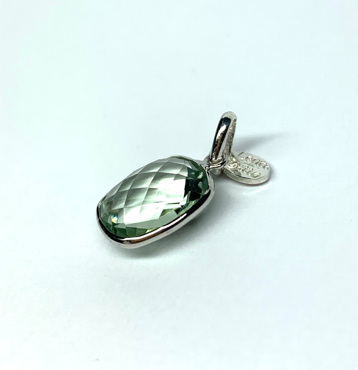Green Amethyst “Cushion”, 925 Sterling Silver Pendant