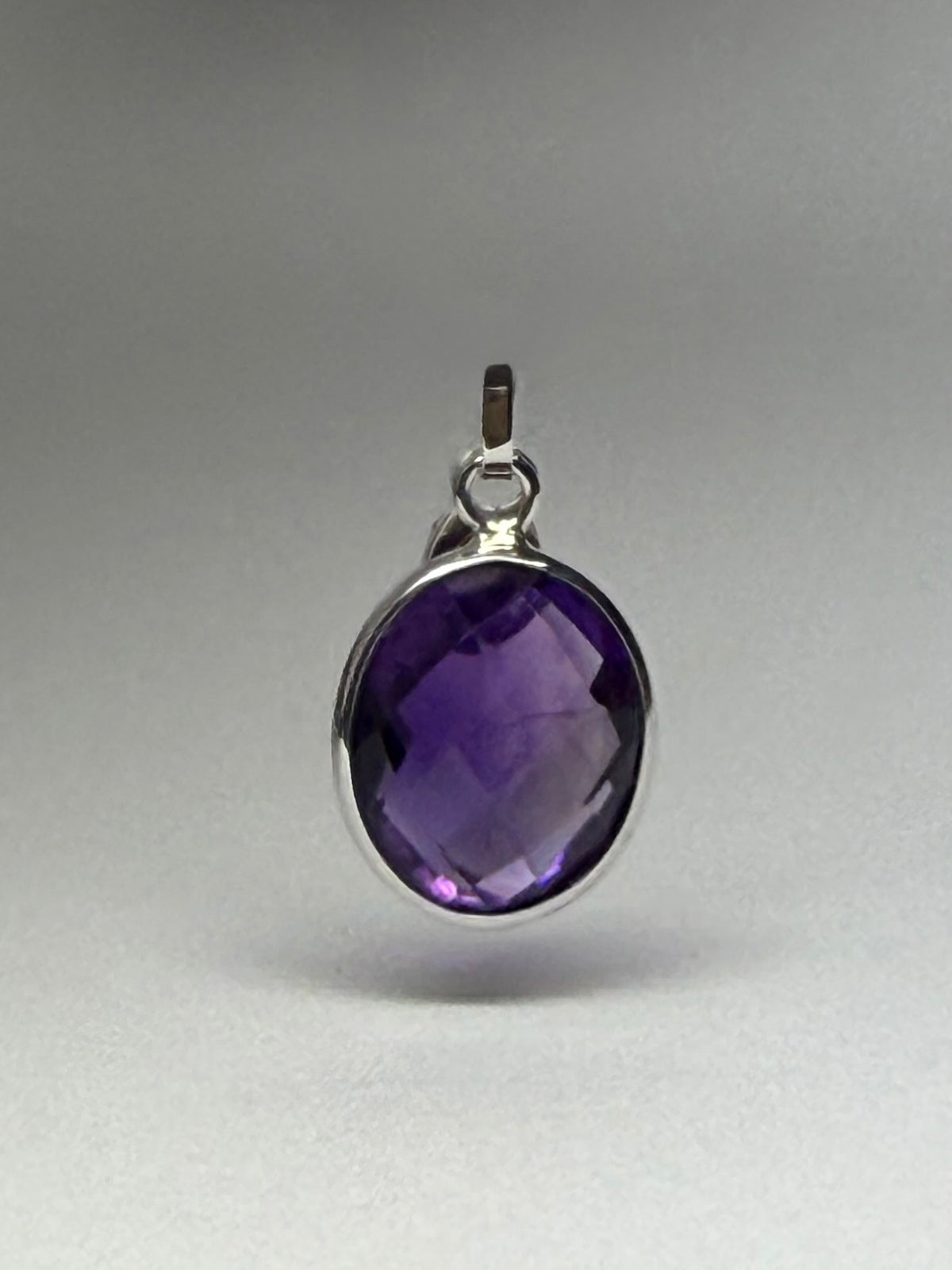Purple Amethyst “Oval”, 925 Sterling Silver Pendant