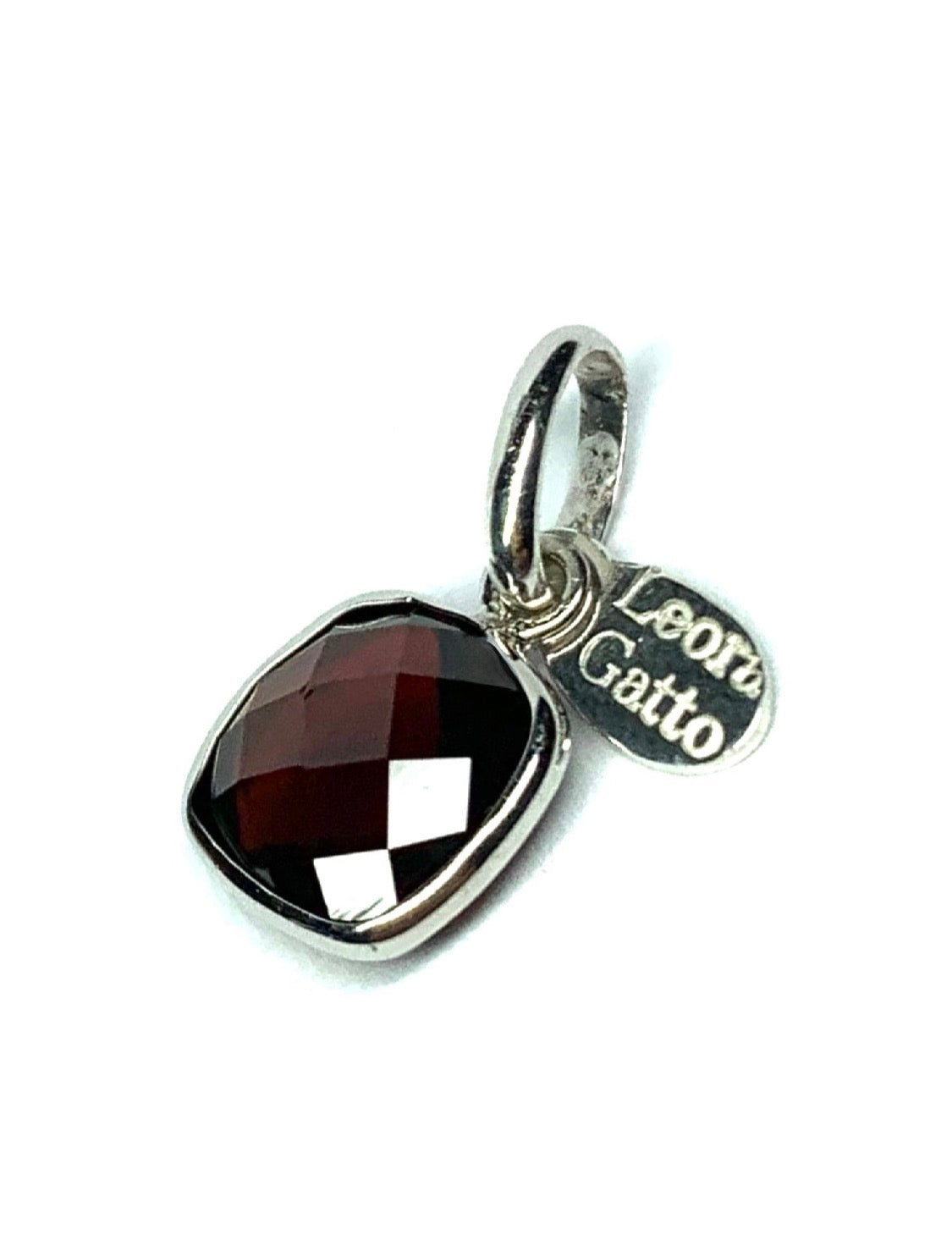 Red Garnet “Cushion”, 925 Sterling Silver Pendant