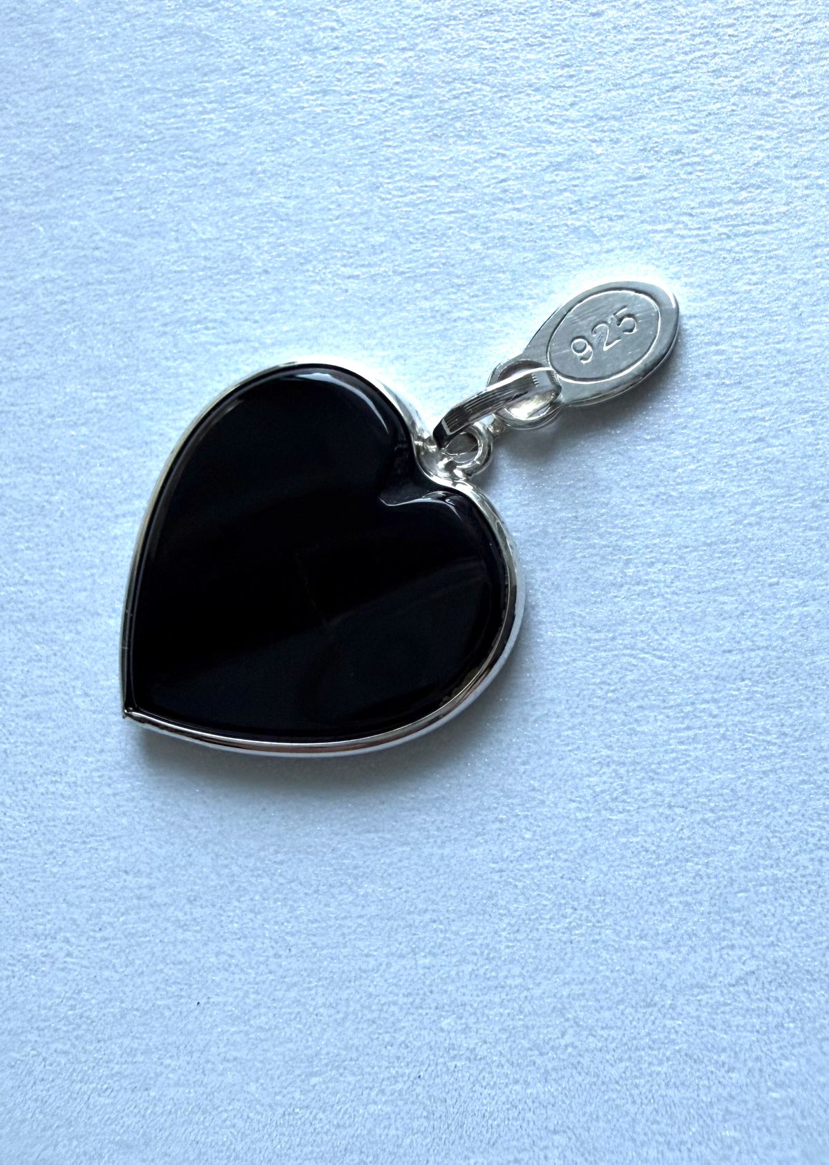 Black Onyx “Heart” Pendant, 925 Sterling Silver