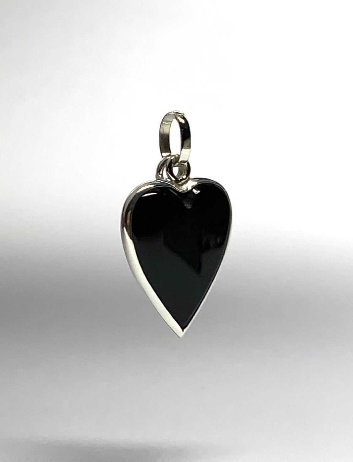 Black Onyx “Heart” Pendant, 925 Sterling Silver