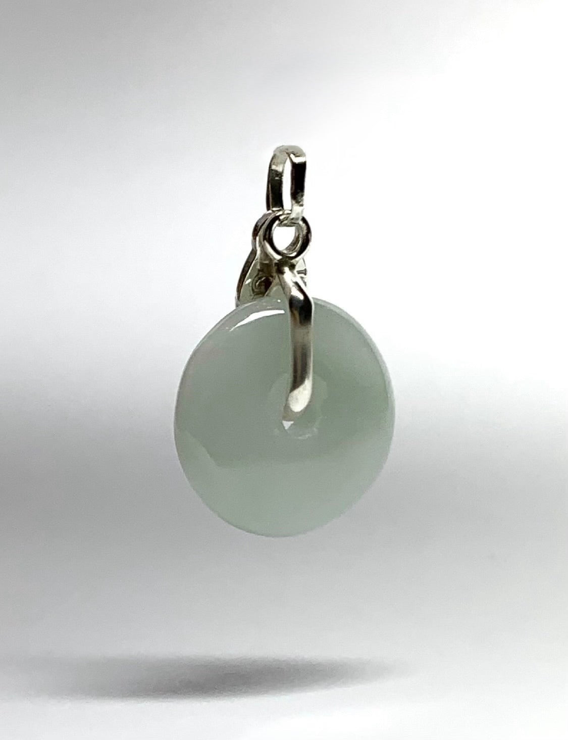 Jade Donut Circle, 925 Sterling Silver Pendant