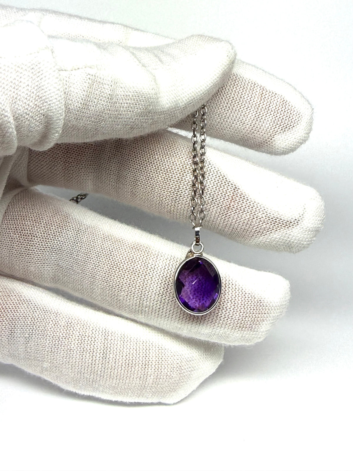 Purple Amethyst “Oval”, 925 Sterling Silver Pendant