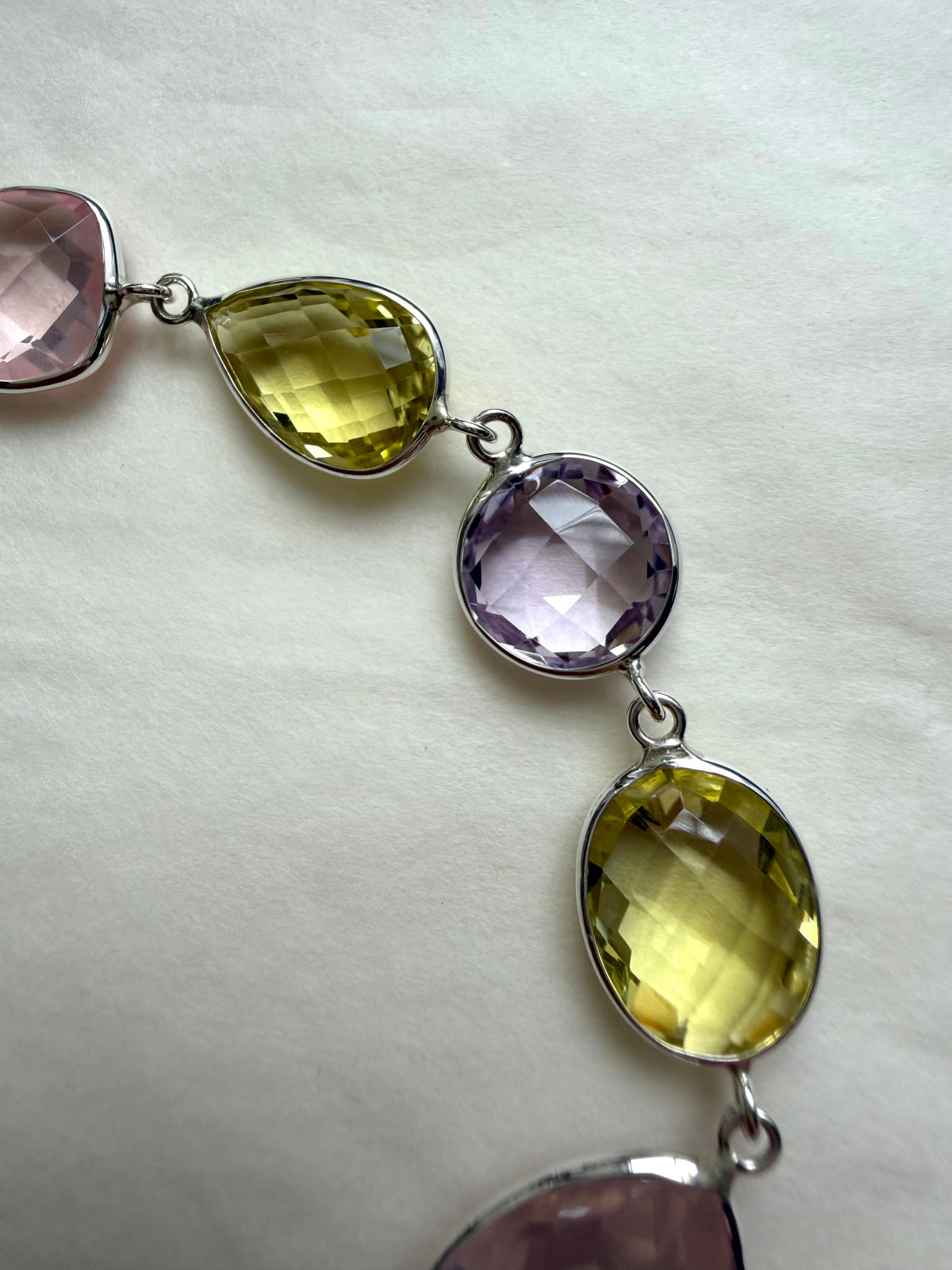 Bracelet, 925 Sterling Silver, Multi Color Gemstones