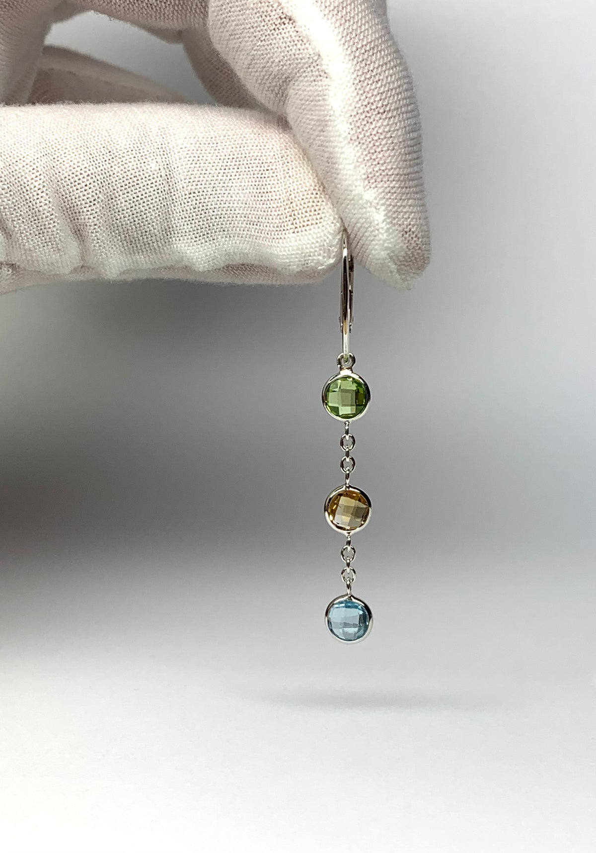 “Mosaic” 925 Sterling Silver, Multi Color Gemstone Drop Earrings