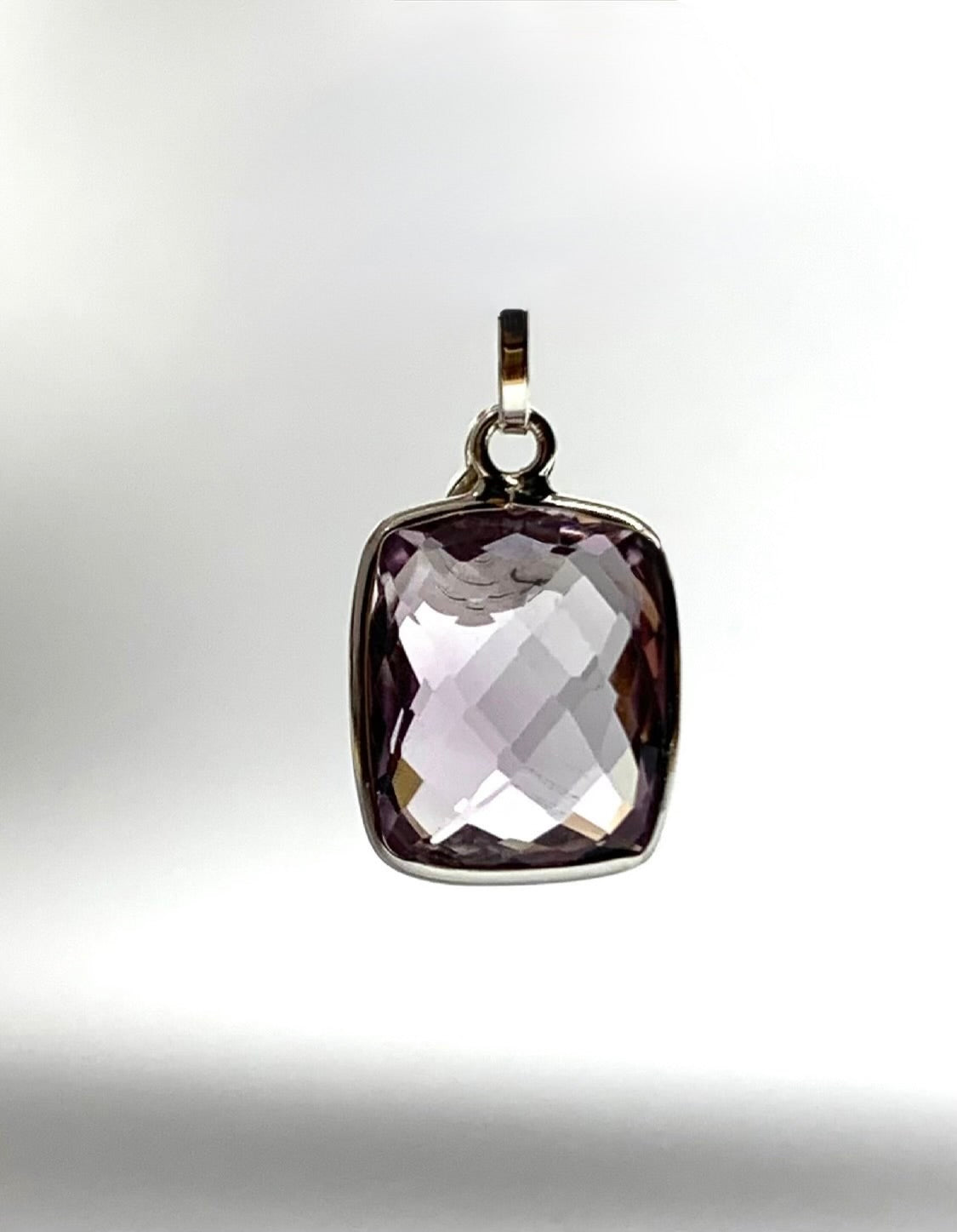 Pink Amethyst “Cushion”, 925 Sterling Silver Pendant