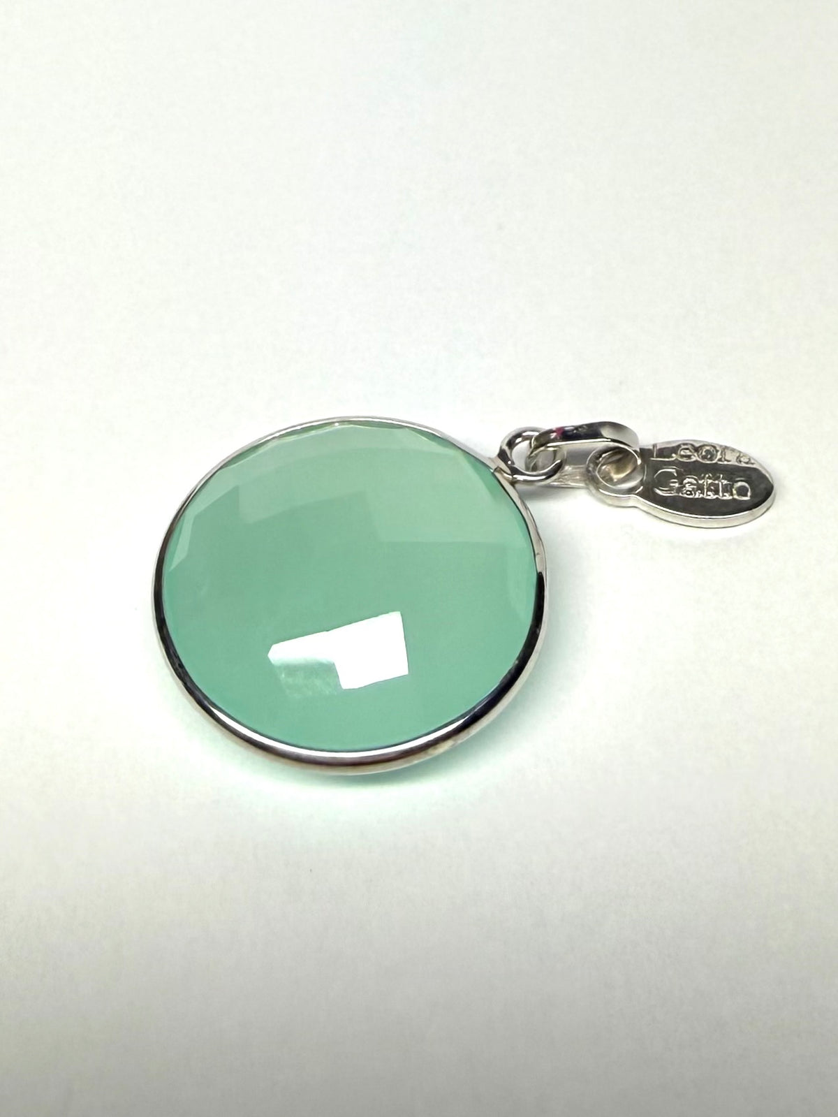 “Ball” Pendant, Aqua Blue Chalcedony, 925 Sterling Silver